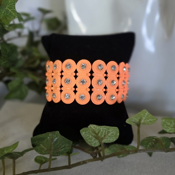 Boho Orange Metal Stretch Bangle Bracelet - Picture 1 of 8